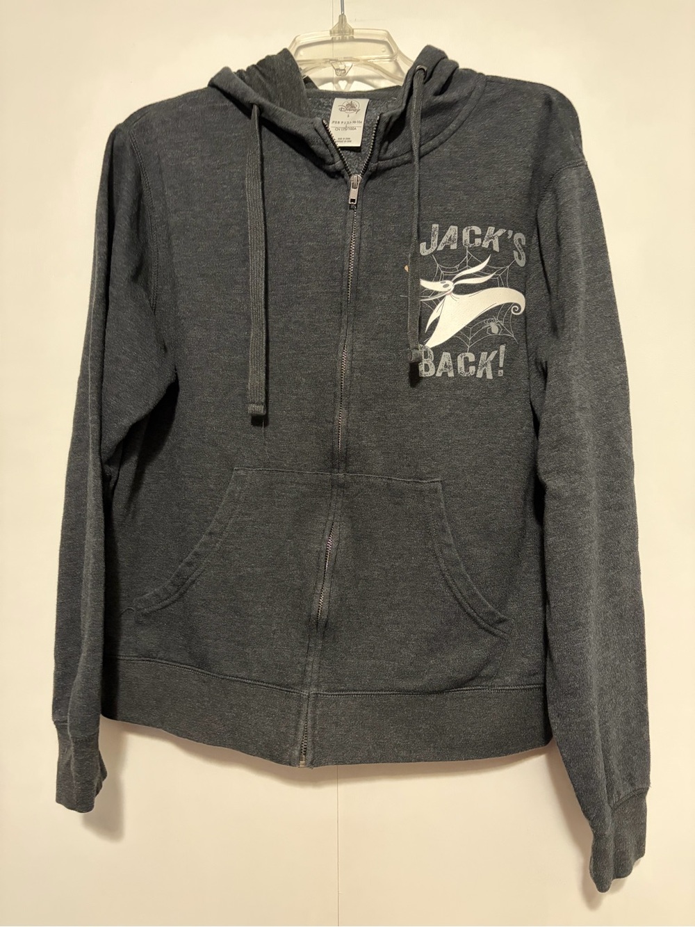 Disney NMBC Men’s Charcoal Zip-Up Hoodie size small